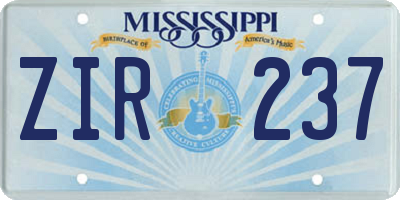 MS license plate ZIR237