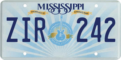 MS license plate ZIR242