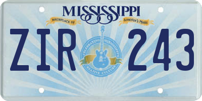 MS license plate ZIR243