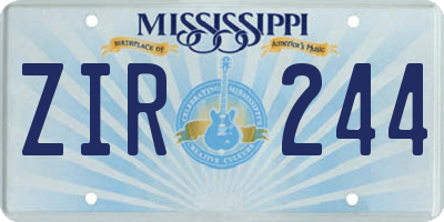 MS license plate ZIR244