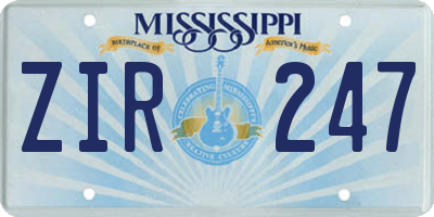 MS license plate ZIR247