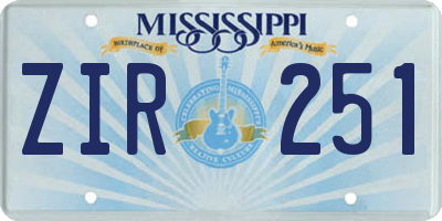MS license plate ZIR251