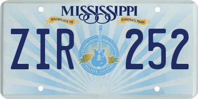 MS license plate ZIR252