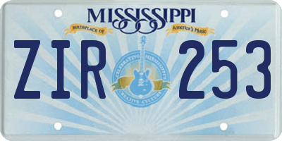 MS license plate ZIR253