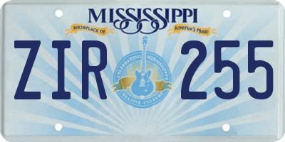 MS license plate ZIR255