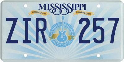 MS license plate ZIR257