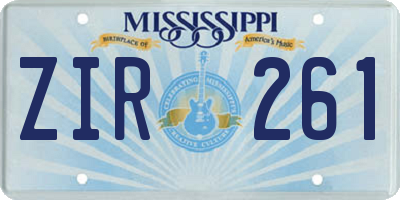 MS license plate ZIR261