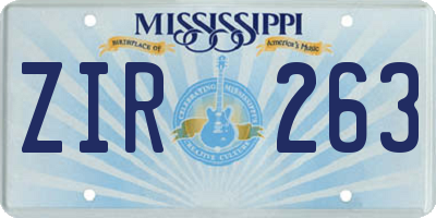 MS license plate ZIR263