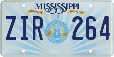MS license plate ZIR264