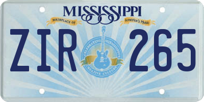 MS license plate ZIR265