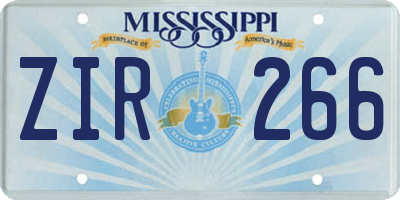 MS license plate ZIR266