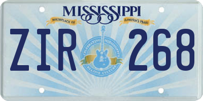 MS license plate ZIR268