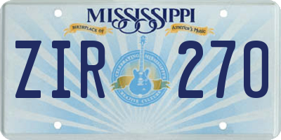 MS license plate ZIR270