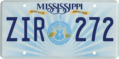 MS license plate ZIR272