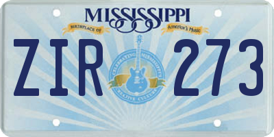 MS license plate ZIR273