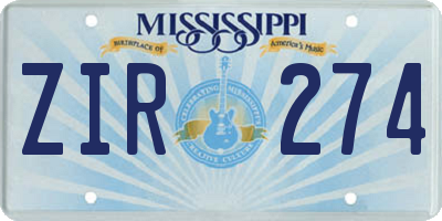 MS license plate ZIR274