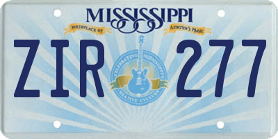 MS license plate ZIR277