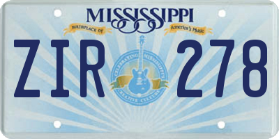 MS license plate ZIR278