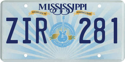 MS license plate ZIR281