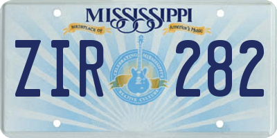 MS license plate ZIR282
