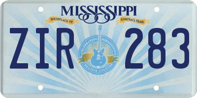 MS license plate ZIR283