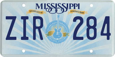 MS license plate ZIR284