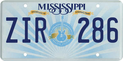 MS license plate ZIR286