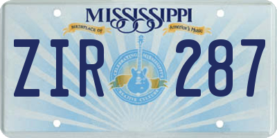 MS license plate ZIR287