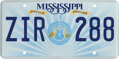 MS license plate ZIR288