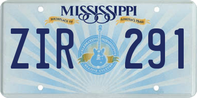 MS license plate ZIR291