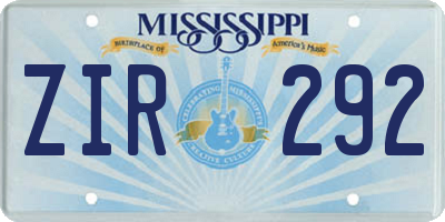MS license plate ZIR292