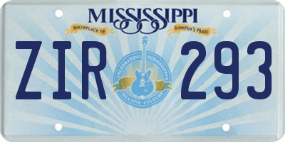 MS license plate ZIR293
