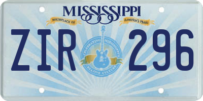 MS license plate ZIR296