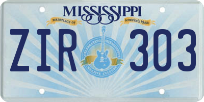 MS license plate ZIR303