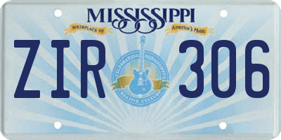 MS license plate ZIR306