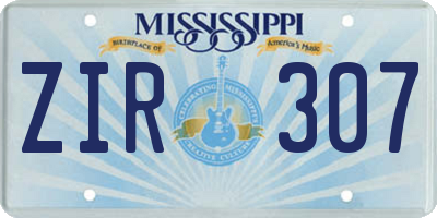 MS license plate ZIR307