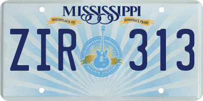 MS license plate ZIR313