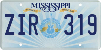 MS license plate ZIR319