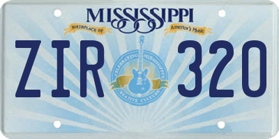MS license plate ZIR320