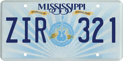 MS license plate ZIR321