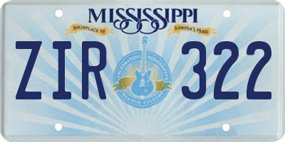 MS license plate ZIR322