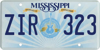 MS license plate ZIR323