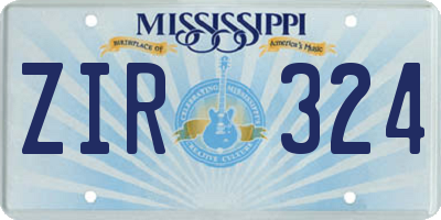 MS license plate ZIR324