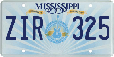 MS license plate ZIR325