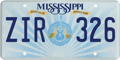 MS license plate ZIR326