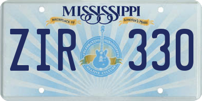 MS license plate ZIR330