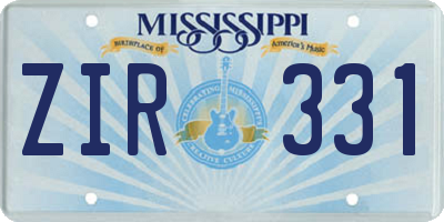 MS license plate ZIR331
