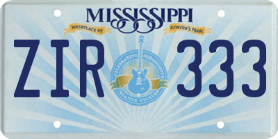 MS license plate ZIR333