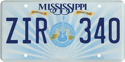MS license plate ZIR340