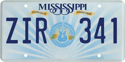 MS license plate ZIR341